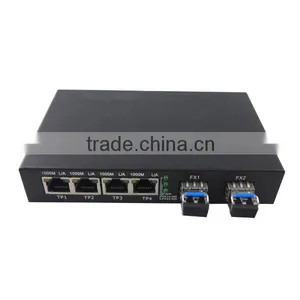 4X1000M Base-TX - 2X1000Base-FX Ethernet Sfp Fiber Optic Switch Converter thumbnail-4