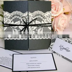 2016 Newmengxing Gate Fold Wedding Invitation Card. Lace Invitationwith Digital Printing thumbnail-1