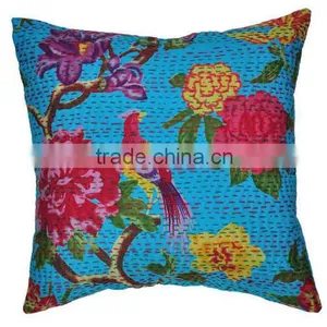 CHRISTMAS CUSHION COVER PILLOW CASE KANTHA WORK FLORAL ETHNIC THROW DECOR ART thumbnail-1