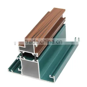 Wood Grain Finish Aluminum Glass Window thumbnail-3