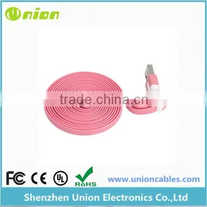 USB2.0 A to Micro USB B Data Sync Charge Cable Noodle Type Flat Pink thumbnail-1