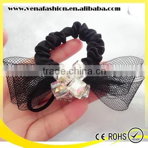 Gauze Jeweled Rhinestone Bow Pearl Handmade Felt Hair Band thumbnail-2
