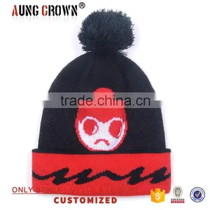 Hot Sell 100% Acrylic Pom Pom Custom Knitted Acrylic Beanie thumbnail-1