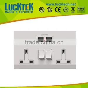 Switched Double UK Wall Socket With USB Charging Port thumbnail-1