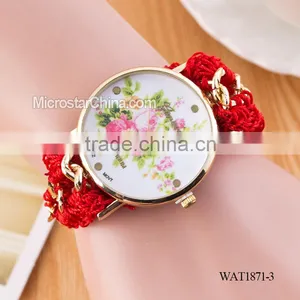 DIY Hand Made Woven Chain Flowers Watch Women thumbnail-4