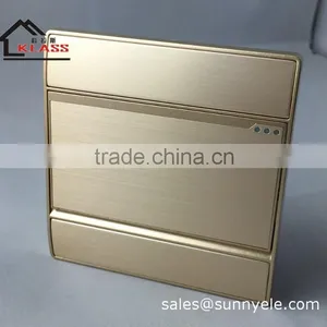 High Quality uk Style Brushed Aluminum Golden Switch and Socket thumbnail-1