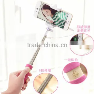 High Quality Extendable Mini Handheld Wired Remote Shutter Selfie Stick Monopod for Cellphone thumbnail-3