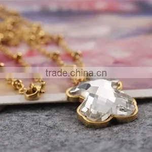 China Top Wholesale Fashionable Gold Chain White Big Charm Necklace With Bear thumbnail-2
