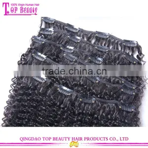 Wholesale Price 10-30" Afro Kinky Curly Clip in Hair Extensions Virgin Mongolian Clip in Hair Extensions for Black Women thumbnail-6