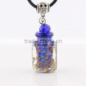 Glow in Dark Square Shape Essential Oil Diffuser Perfume Bottle Pendant Aromatherapy Essential Oil Pendant Jewelry thumbnail-1