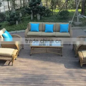 6Pcs Round Rattan Sofa Set Garden thumbnail-2