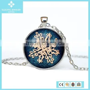 2015 Charm Round Glass Blue Butterfly Pendant Online thumbnail-4