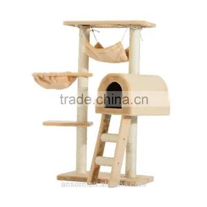 PawHut 100 cm Deep Cream Cat Tree Scratching Activity Center thumbnail-2