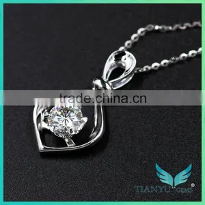 18k White Gold Necklace 7mm Equals Moissanite Net Moissanite Pendant thumbnail-1