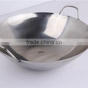 High Quality Chinese Cookware Manufuturing Stainless Steel Wok Pan thumbnail-6