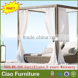Outdoor Garden Seaside Sunbed Double Lounge Day Bed With Curtain thumbnail-3