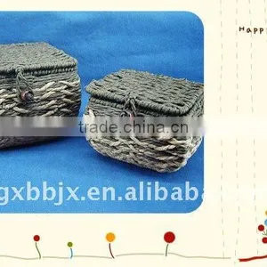 Brown Square Paper Rope Woven Iron Frame Multipurpose Storage Box thumbnail-1