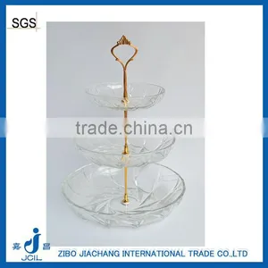 Multilayer Antique Glass Fruit Plate With Golden Rack thumbnail-1