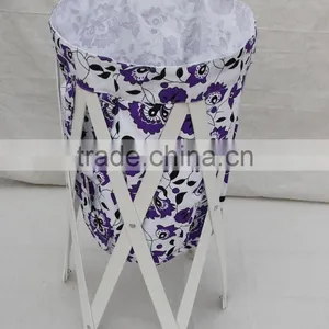 Purple Figure Canvas Bags Foldable Wooden Laundry Basket/Hamper thumbnail-1