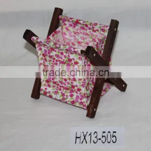 Colorful Canvas Folding Brown Frame Wooden Magzine Rack thumbnail-1