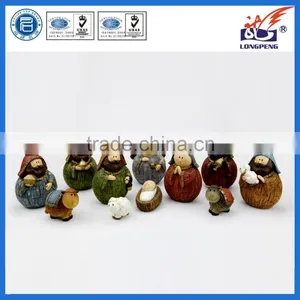 Factory OEM Design Cartoon Polyresin Religious New Born Jesus Nativity Set for Christmas Decoration thumbnail-1