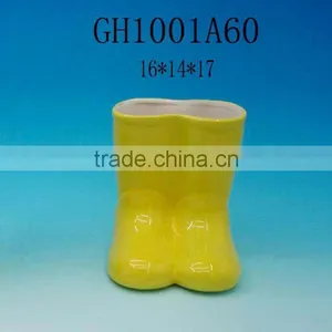Yellow Ceramic Shoe Flower Pot thumbnail-1