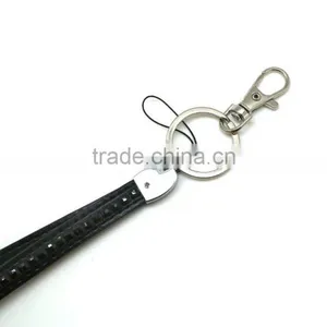Black Promotion Gift PU Leather Key Chain With Crystal Gem, Swivel Snap Hooks, Key Ring Accembly, Acrylic Gem Key Chain thumbnail-3