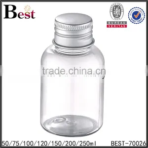 Cosmetic Lotion Beard Oil Essential Oil Round Shoulder PET Screw Cap Clear 100ml Plastic Bottle for Oil 2017 Hot New Products thumbnail-1