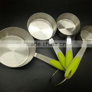 4 Pieces Stainless Steel Measuring Cups and Spoons Set With Silicone Handle Grip for Baking Accessories thumbnail-1