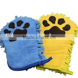 Double Side Microfiber Cloth and Chenille Pet Washin Gloves With Embroidery thumbnail-1