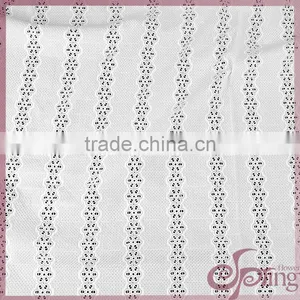 White Lovely Floral Stripe Design Cut Work Cotton Lace Embroidery Fabric thumbnail-2