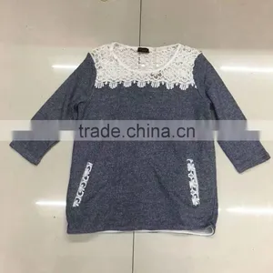 Clearance Sale Womencotton French Terry Lace T-shirt thumbnail-1