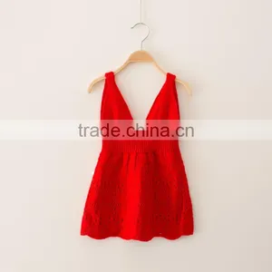 S32906W Spring Summer New Kids Baby Girls Cotton Sweater Strap Dress Crochet Fancy Dress thumbnail-3