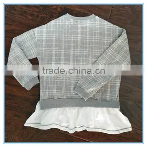 Kids Custom Fake Two Pieces Crewneck Sweatshirt Two Colors Sweatshirts Hoodies Girls Top Check Shirt thumbnail-2
