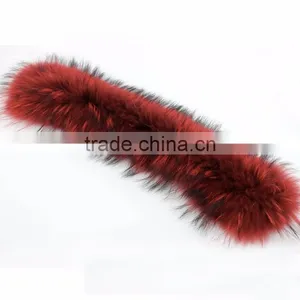 Myfur Royal Blue Genuine Raccoon Fur Collar Hood for Winter Coat thumbnail-3