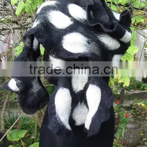 Felt Shawl,Nuno Felt Shawl,Felt Wrap Shawl,Merino Wool Shawl,Black Shawl,European Shawl, Wool Cape,Nuno Felt Capelet,Handmade thumbnail-4