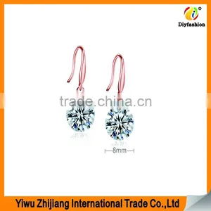 Hot Sell 8mm White Gold Plated Cubic Zricon Stone Earring For Women thumbnail-4