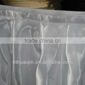Banquet Table Skirts With Box Pleat White Satin Table Skirts for Wedding Decorations thumbnail-1