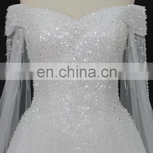 WX1678 off Shoulder Luxury Lace Fabric for Wedding Guest Dress Plus Size Wedding Dress 2017 Bridal thumbnail-4