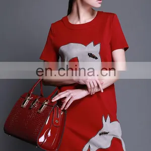 Short Sleeve Patch Embroidery Horse New Ladies Dress thumbnail-3
