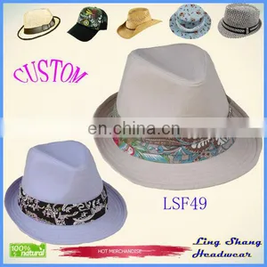 LSF49 Ningbo Lingshang Wholesale Beautiful Ribbon Fabric Fashion Wholesale Fedora Hat thumbnail-1
