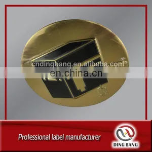 Packaging Label Factory Custom Enamel Logo Type And Brushed Type Round Gold Nameplate With Metal Clip thumbnail-1