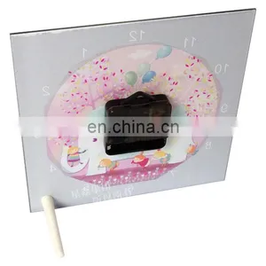 Glass Frame Clock With Stand Blank Sublimation Glass Photo Frame With Clock thumbnail-2