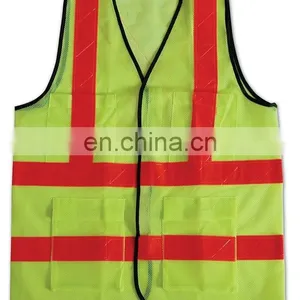 Hi Vis Safety Reflecting High Visibility Vest Fluo-yellow Reflective Vest Police Reflective Safety Vest EN20471 thumbnail-1