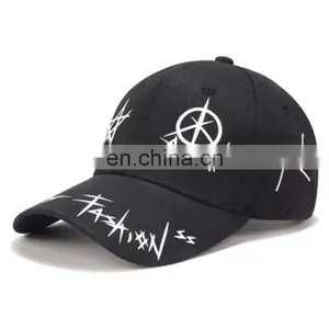 Diznew OEM Wholesale Fashion Cotton Mix Black And White Twill New York Hat Baseball Hat 6 Panel Hat thumbnail-4