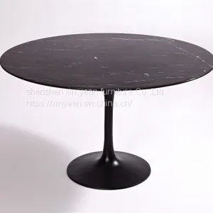 Oval Marble Top Tulip Dining Table With White/black Top thumbnail-1