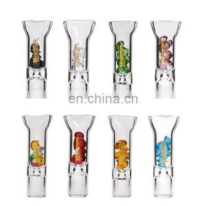 HQP-SP008 HongQiang Transparent Glass Cigarette Holder With Colored Diamond Glass Filter Cartridge Filter thumbnail-2