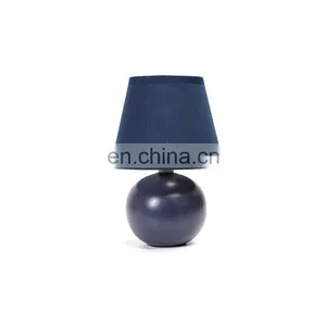 Navy Blue Ball Shape Ceramic Base Custom Nordic Table Decoration Cheap Ceramic Lamps for Hotel Home Bedside thumbnail-1