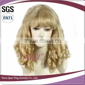 Fashion Women's Blonde Curly Synthetic Halloween Costume Wig thumbnail-1