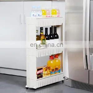 Amazon Hot Sale 3 Levels Slide Out Kitchen Storage 3 Tiers Organizer Kitchen Pantry Storage Plastic Storage Rack With Wheels thumbnail-1